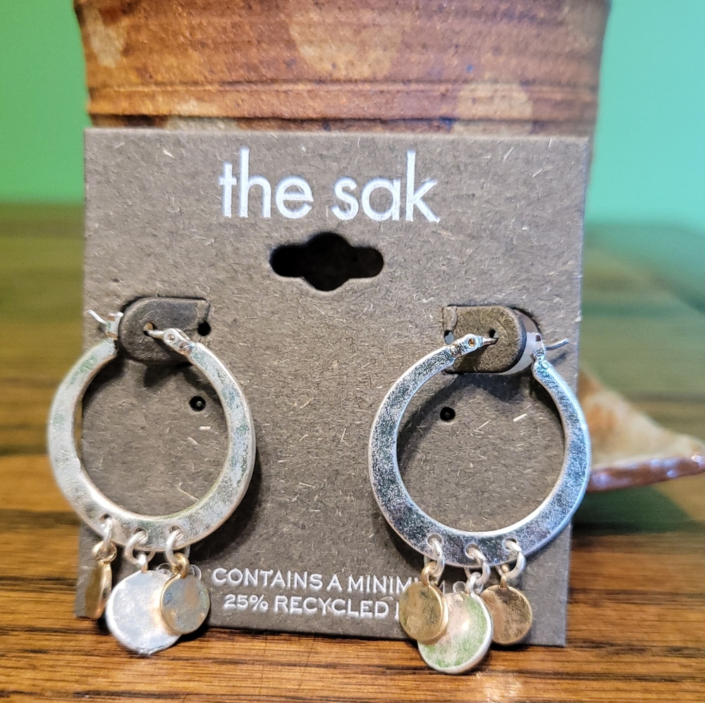 The Sak Hoop Earrings NWOT Metal Two Tone